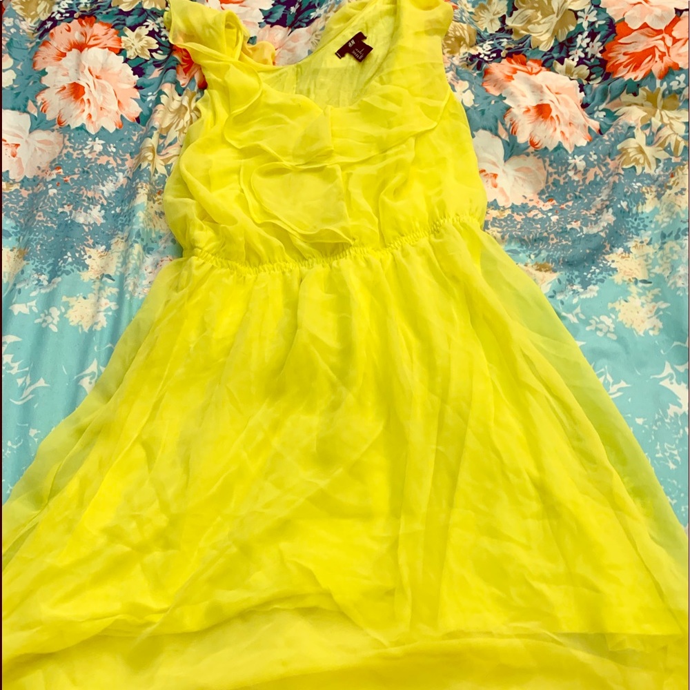 H&M sheer yellow dress
